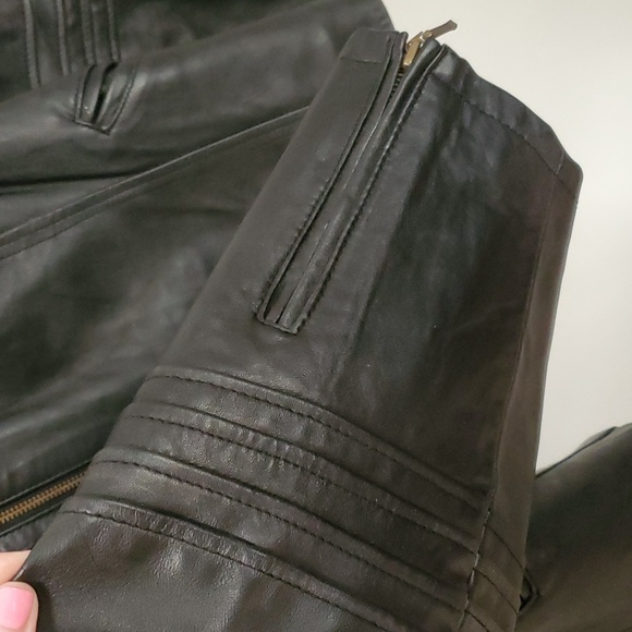 Soft Genuine Black Leather biker style jacket 22/24 - Picture 6 of 14